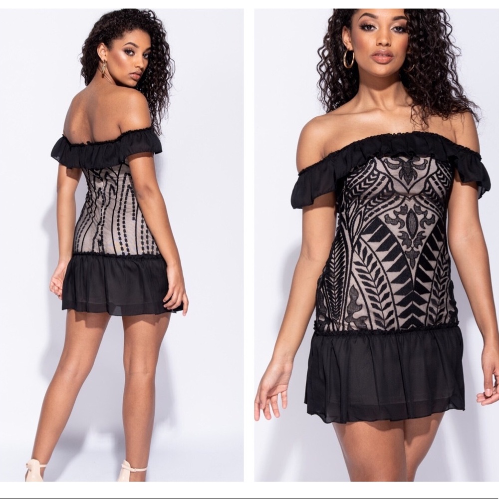 A Night Of Seduction Black and Beige Mini Dress